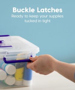 Alternative view of IRIS USA 5 Qt. Plastic Craft Storage Container Bins with Lids. 6 Pack. Small Art & Office Supply Organizer Tote. Sensory Bins & Boxes for Home & University. Stackable. Carry Handle. Clear