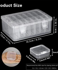 Alternative view of Mathtoxyz Small Bead Organizers. 14 Pieces Plastic Storage Cases Mini Clear Bead Storage Containers Transparent Boxes with Hinged Lid and Rectangle Clear Craft Supply Case