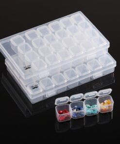 Mr. Pen- Bead Storage Containers. 28 Grids. 2 Pack. Clear White | 160 pcs Label Stickers. Transparent. Small Bead Organizer Box. Diamond Art. Diamond Painting Organizer