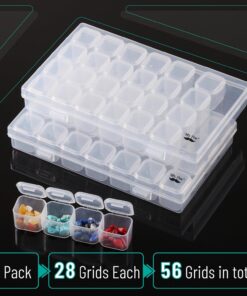 Alternative view of Mr. Pen- Bead Storage Containers. 28 Grids. 2 Pack. Clear White | 160 pcs Label Stickers. Transparent. Small Bead Organizer Box. Diamond Art. Diamond Painting Organizer